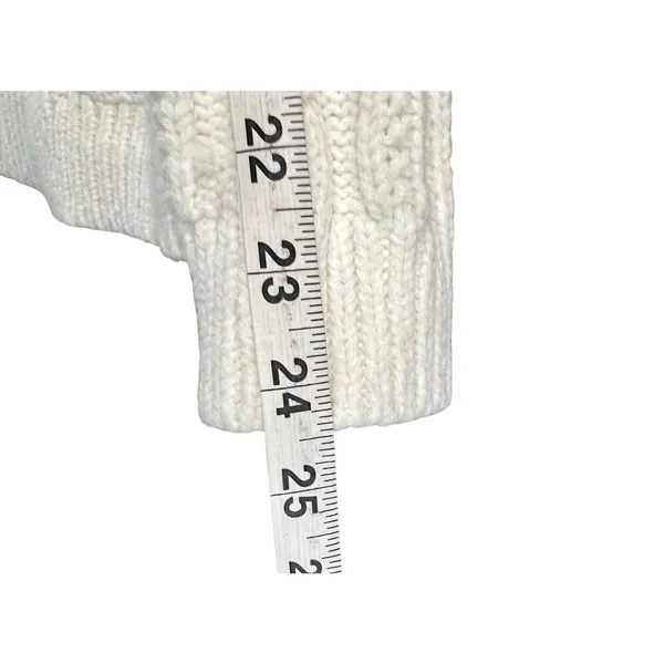 Lands End Sweater‎ Womens L Petite Cream Cable Knit Fisherman Turtleneck Cozy - Image 10