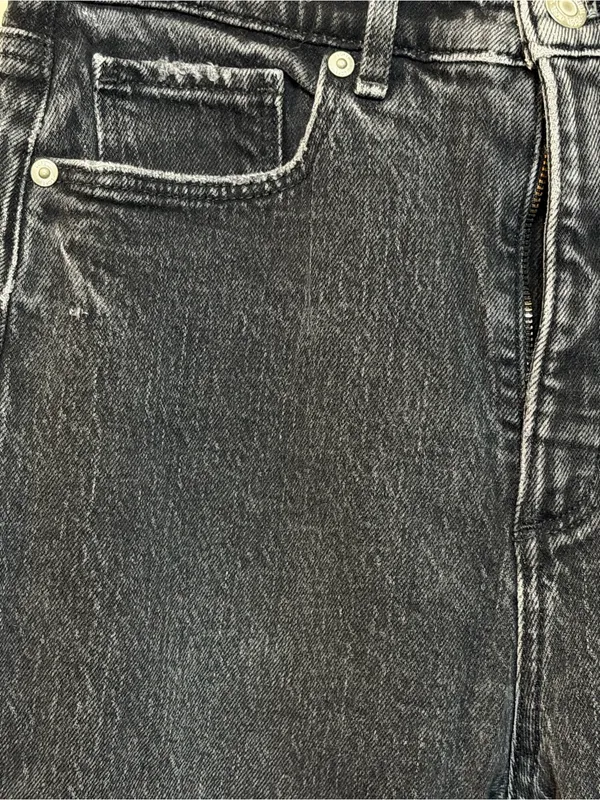 LOFT The 90s Straight Leg Jeans Washed Black Distressed High Rise Size 27 Petite - Image 7