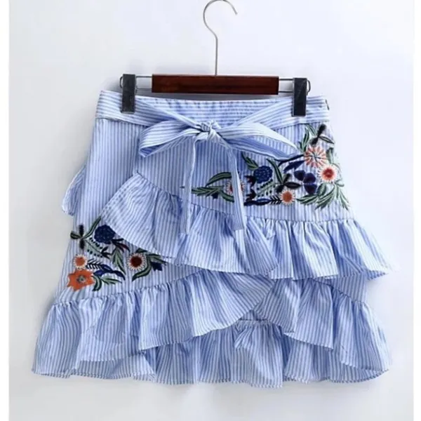 ✨HP✨Zara Stripped Embroidered Floral Ruffle Skirt✨ - Image 8