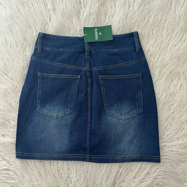 Halara Flex High Waisted Mini Washed Denim Casual Skirt Bright Blue Denim XS - Image 6