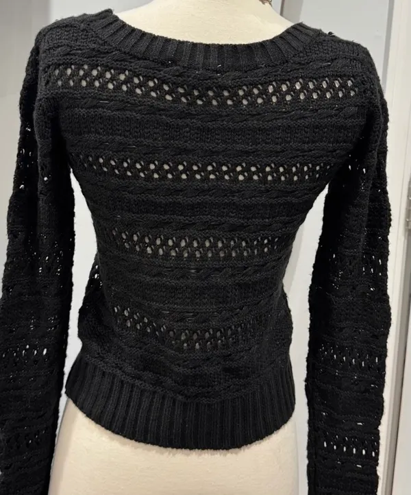 • Vintage dELiA*s Y2K Black Open-Knit Metallic Sweater - Image 2