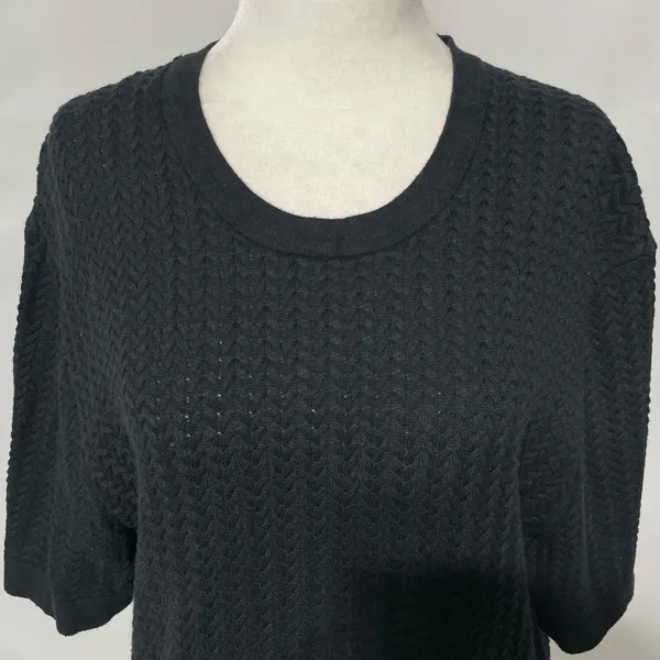 Abercrombie & Fitch Cable Knit Short Sleeve Sweater Tee Faded Black Size Large - Image 3
