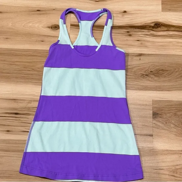 Lululemon Cool Racerback Bold Stripe Power Purple Tank Top Women’s 2 - Image 2