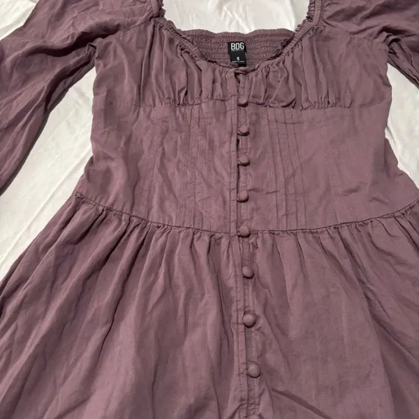 BDG Urban Outfitters Mauve Brown Puff Sleeve Button Front Mini Dress Size Small - Image 7