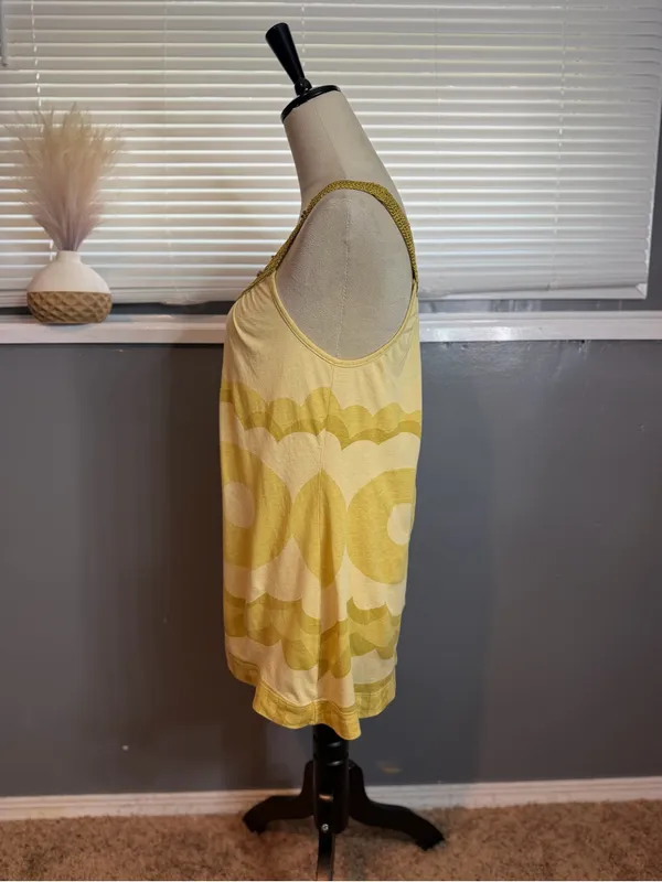 Language Language Y2K Retro Mod Floral Tank Top Medium Crochet Neck - Image 4