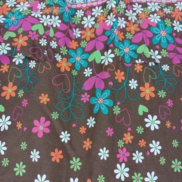 ‼️final must bundle‼️ Dickies Womens Brown Floral Scrub Top Hearts Flowers - Image 4