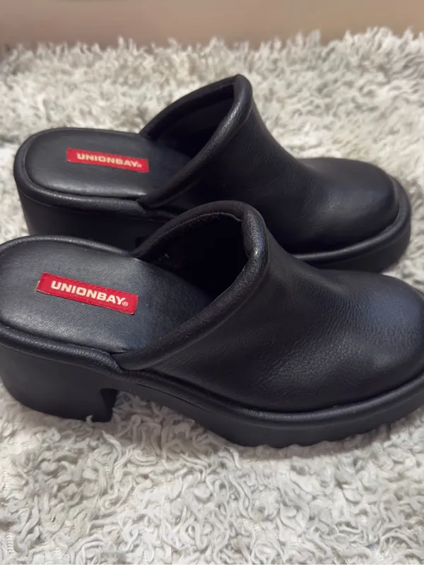 Vintage Style Unionbay "Amber" Black Chunky Platform Clogs - Size 7.5M - Image 3