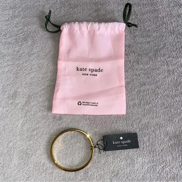 Kate Spade Enamel Gold Tone Spot The Spade Bangle Bracelet - Image 3