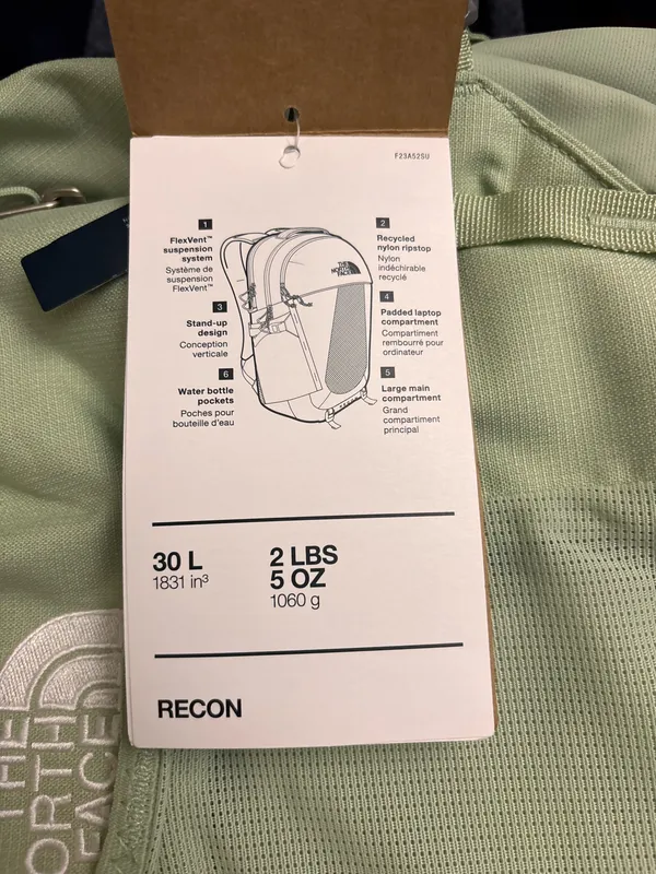The North Face Womens Recon Laptop Backpack Misty Sage Dark Heather/Meld Grey - Image 3