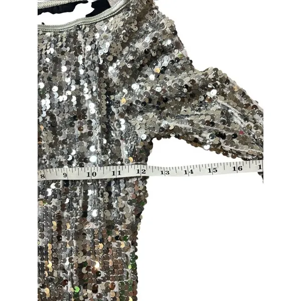 Weissman Women's Silver Leotard Silver Sequin Short Dress - Image 3