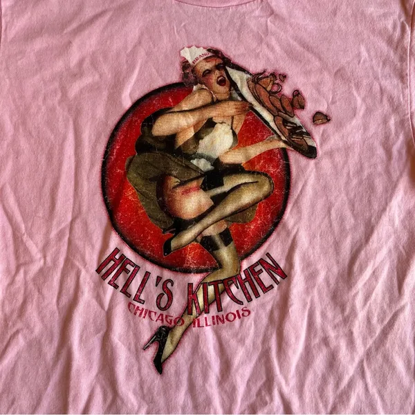 VTG Y2K Hell’s Kitchen Chicago Illinois Pink Womens Large Tshirt NWT NEW Retro - Image 6
