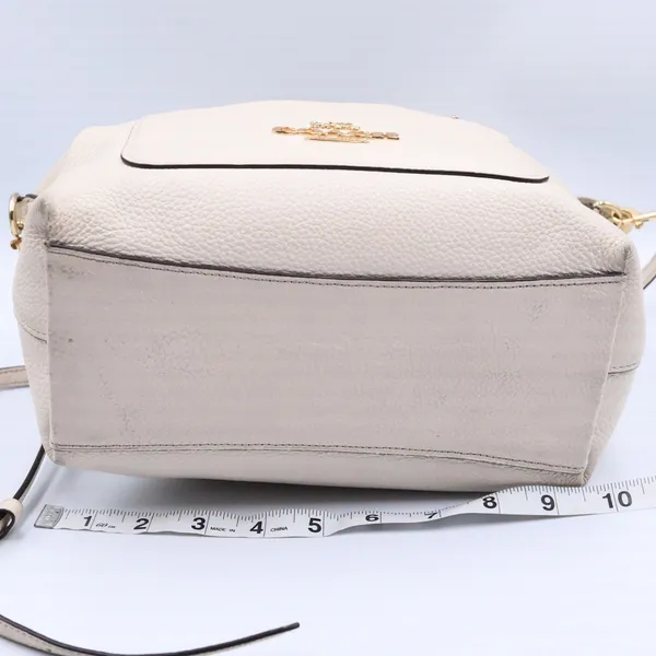 Coach Emma Satchel Women Small Cream Pebbled Leather Handbag F31466 Gold - Image 6