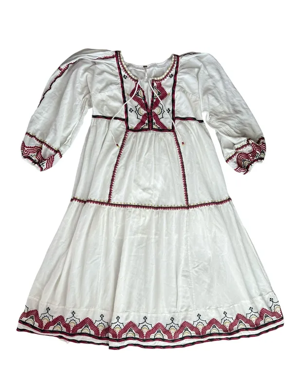 Free People FP Women’s Sweet Escape Embroidered White Long Sleeve Midi Dress S - Image 10