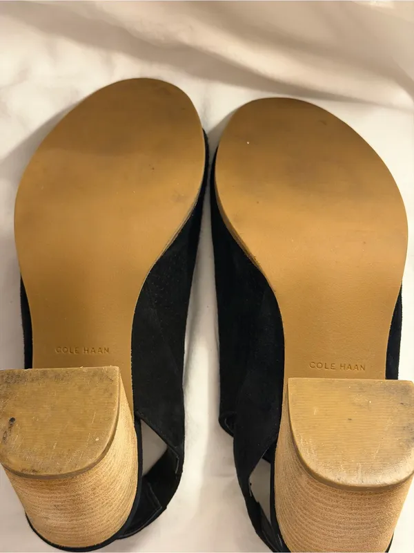 Cole Haan Black Suede Slingback Block Heel - Image 5