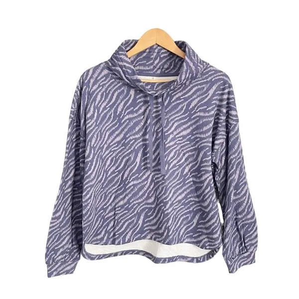 Daily Practice Drawstring Funnel Neck Pullover Sweatshirt by Anthropologie Blue - Image 2