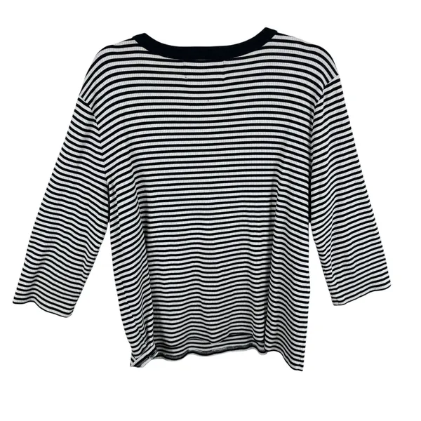 Ralph Lauren Lauren LRL Black White Striped 3/4 Sleeve 1/2 Snap Henley Size‎ 2X - Image 2