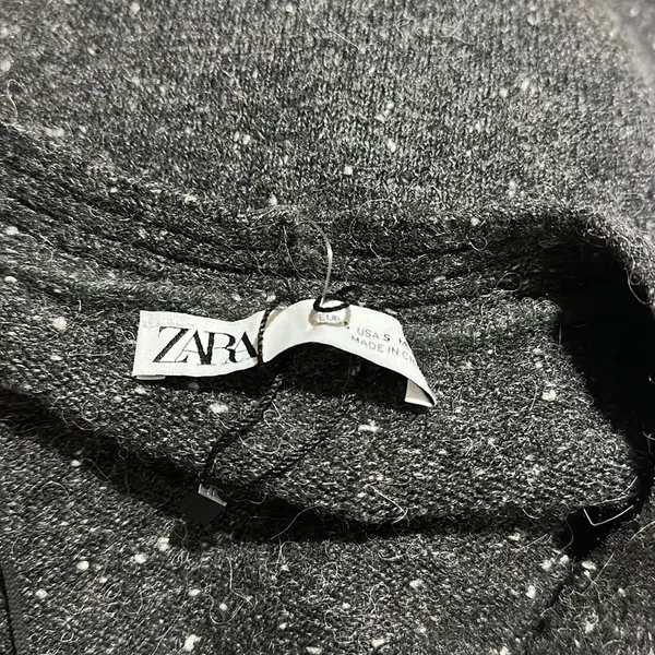 Nwot Zara Wool / Alpaca Blend Rib Trim Knit Long Cardigan Gray Small - Image 13
