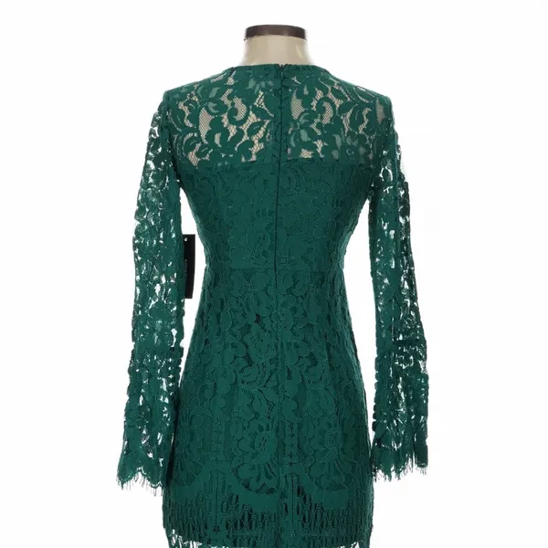Lulus Enrapturing Elegance Green Lace Long Sleeve Midi Dress Bell Sleeve XS - Image 10
