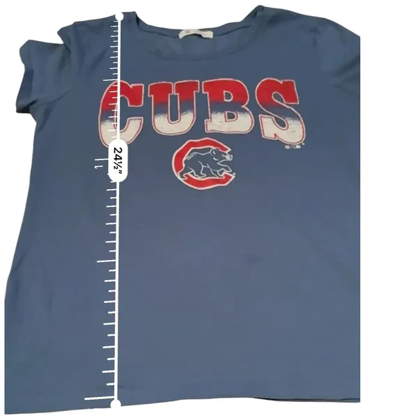 47 Brand Chicago Cubs T Shirt Womens M Blue‎ Distressed Logo MLB Graphic Tee - Image 7