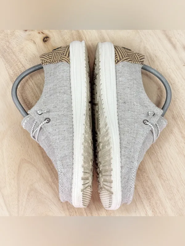 Hey Dude Wendy Chambray Woven Loafers Java Beige Women 8 Casual Streetwear - Image 5