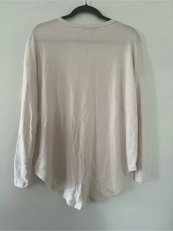 Quince Pink Lightweight Crewneck Sweater Medium Balletcore Capsule Wardrobe Cozy - Image 5