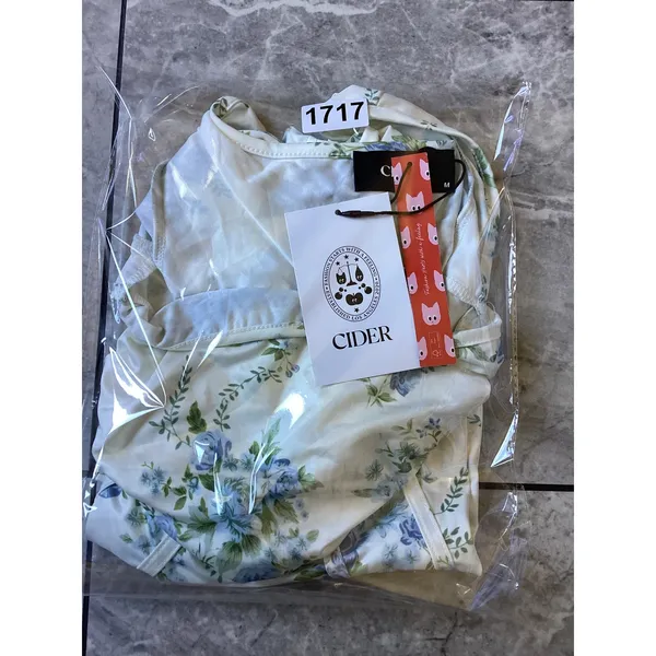 Cider Blue Floral Corset Style Long Sleeve Bodysuit Cream Size M NWT - Image 9