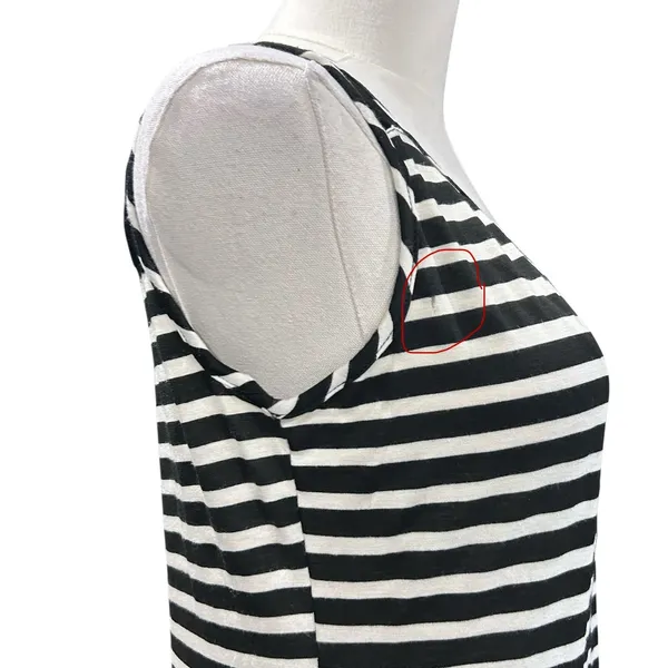 Espresso Maxi Dress Boho Beach NWT Mesh Accent Black/White Stripe Size M FLAW - Image 4