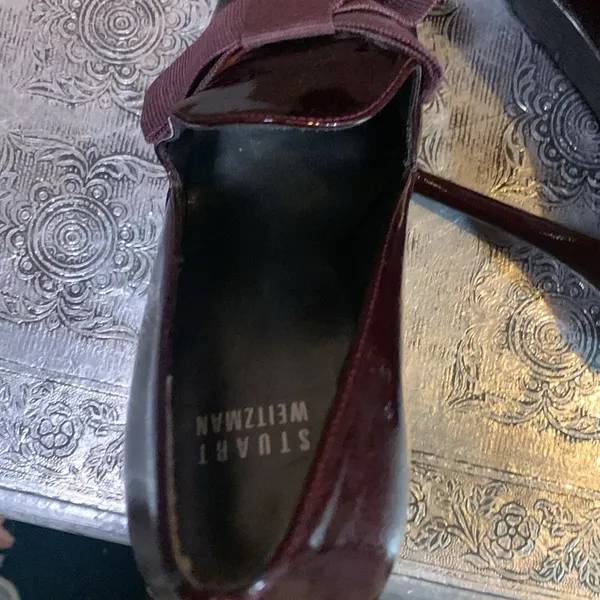 Stuart Weitzman Burgundy Peep-Toe Heels Size 6M - Image 5