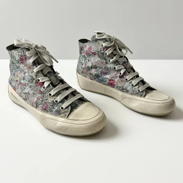 Candice Cooper High Top Leather Floral Printed Sneakers Cream Size 37 EU 6.5 US - Image 2
