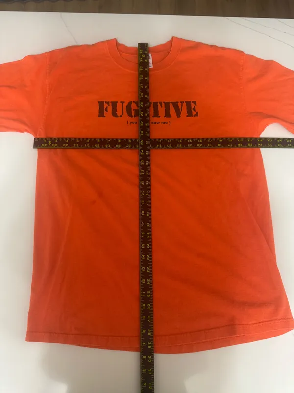 Anvil Vintage Fugitive You Never Saw Me T Shirt XL Orange Streetwear Graphic - Image 5