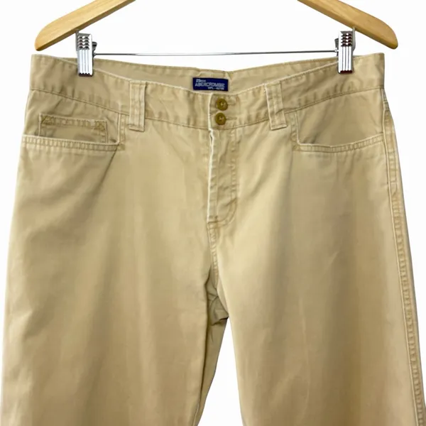 VTG Y2K Abercrombie‎ Women's 10R 25 Issue Wide Leg Flare Pants Khaki Minimalist - Image 4