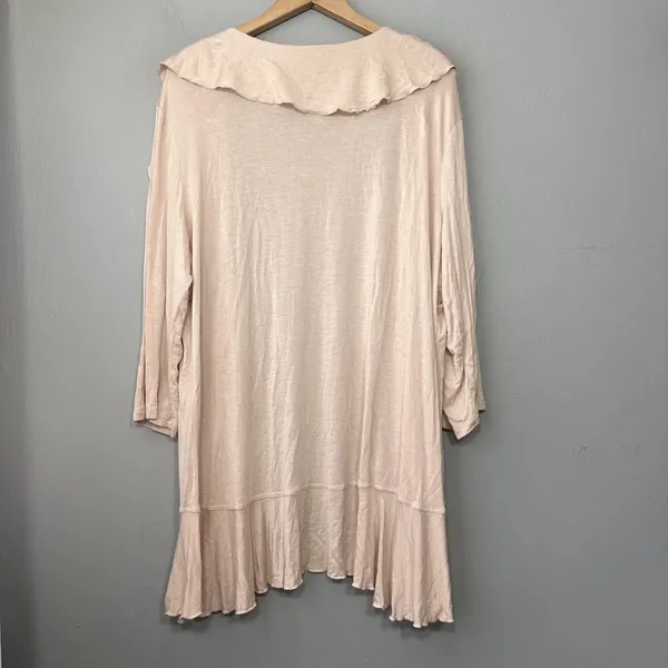 Romantic Cardigan Size XL Plus 1X ? Blush Pink Soft Knit Boho Feminine Ruffled - Image 5