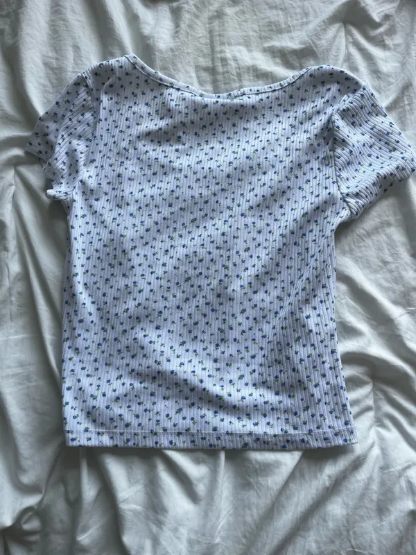 square neck floral shirt Blue - Image 2