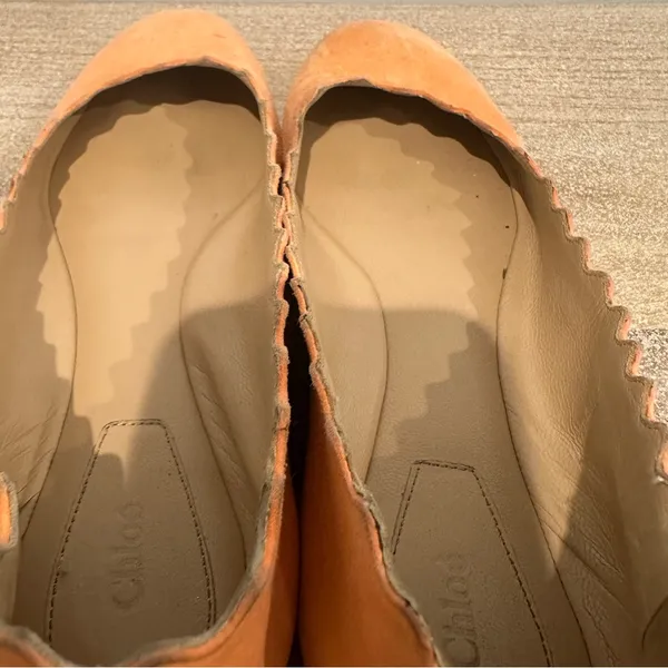 Chloé Lauren Scalloped Suede Ballet Flats Size 36 Peach Ballerina - Image 5