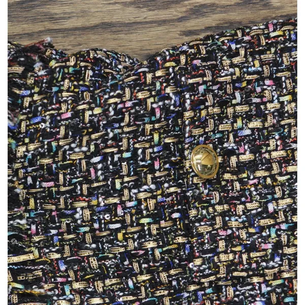 NWT City Studio Boucle Pocket Tweed Sheath Mini Dress Black / Gold Multi 0 - Image 9