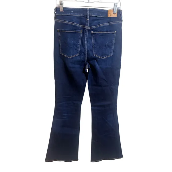 American Eagle Flare Jeans Womens 8 Long Blue Excellent Super Hi-Rise Stretch - Image 3