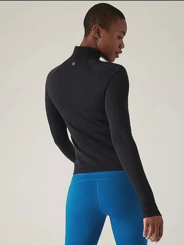 NWT! Athleta Black Long-Sleeve Half-Zip - Image 2