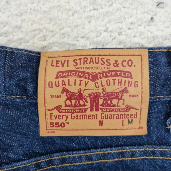 Vintage Y2K Levis 550 Relaxed Fit Tapered Leg High Rise Dark Wash Made in USA 6 - Image 9