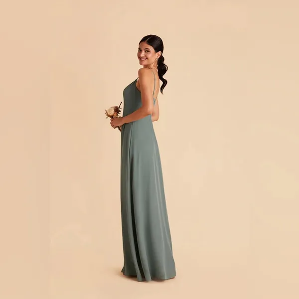 Birdy‎ Grey Amy Dress Sea Glass Chiffon Bridesmaid Gown Size Small Weddi… - Image 2