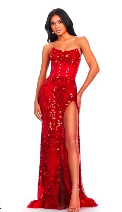 Ashley Lauren Prom Dress, Stunning Red color - Image 3
