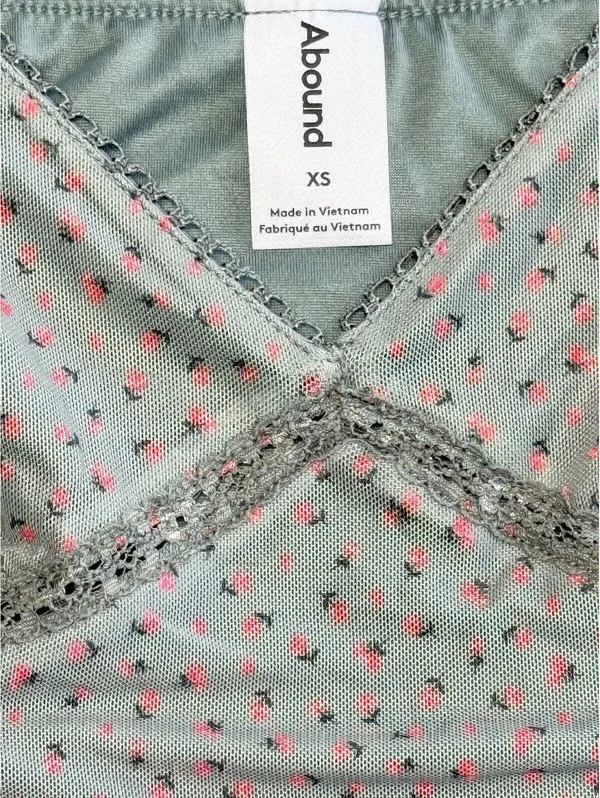 Intimately Free People Floral Camisole Top XS Lace Trim Sage Pink Boho Romantic - Image 3