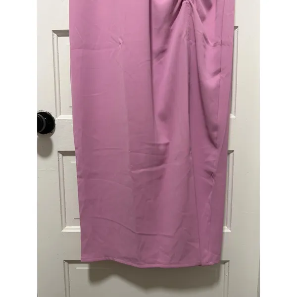 Stylewe Mauve Pink Ruched Side Slit Midi Dress NWT 2XL Elbow Sleeve Puff Pleat - Image 6