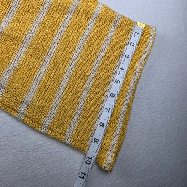Zara Women Yellow White Striped Knit Wide Leg Pants High Rise Boho Summer Small - Image 9