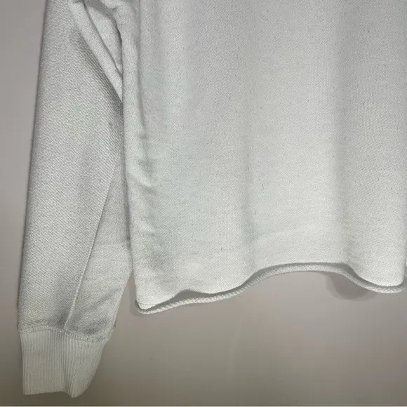 aerie crewneck cropped distressed white athletic sweater cotton blend - Image 4
