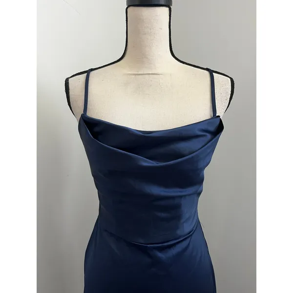 Cowl Neck Satin Gown size 2 Marine‎ Navy Wedding Guest Old Money Minimalist NWT - Image 3