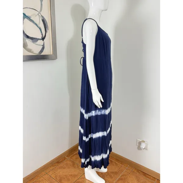 Torrid Navy Tie Dye Lace Up Back Maxi Dress Womens Plus Size 1 1X Boho Sundress - Image 3