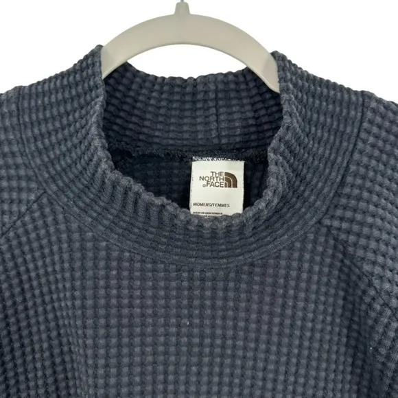 The North Face Womens Waffle Knit‎ Mock Neck Pullover Sweatshirt Charcoal Grey - Image 8