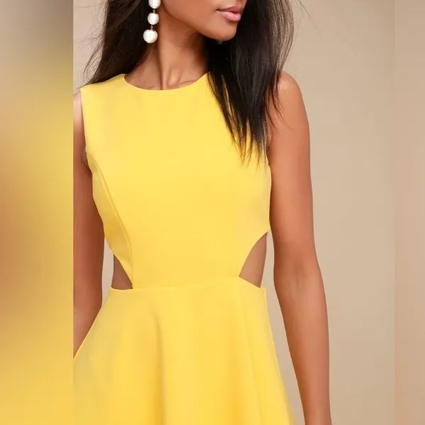 Lulus "Toast to You" Yellow Cutout Dress - Image 2