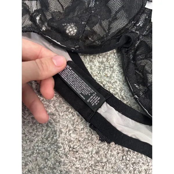 Victoria's‎ Secret Body by Victoria Black Floral Lace Unlined Demi Bra 36D - Image 6