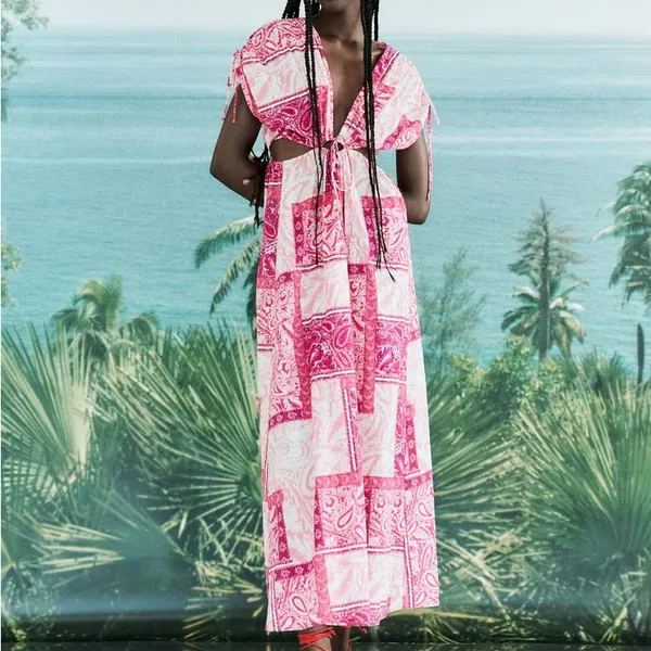Zara Pink Paisley Patchwork Maxi Dress - Image 2